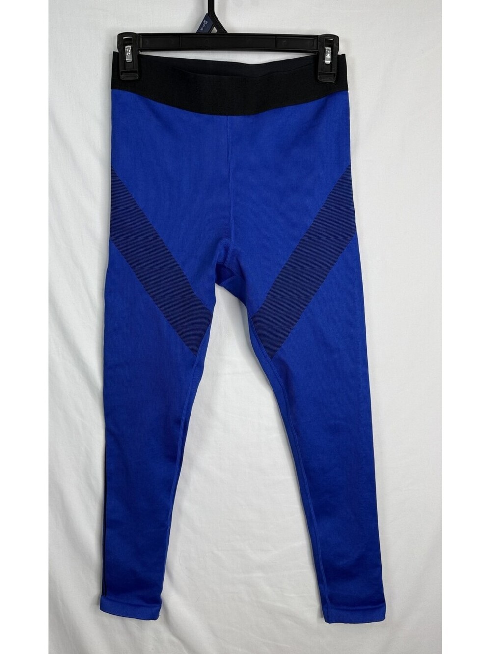 Fabletics Seamless Leggings Women's M Cobalt Blue Black High Rise Zip Pocket
